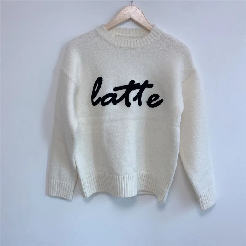 

chic letter print slim knitted sweater winter thicken soft all-match pullovers elegant termperament mild jumpers 2020 winter