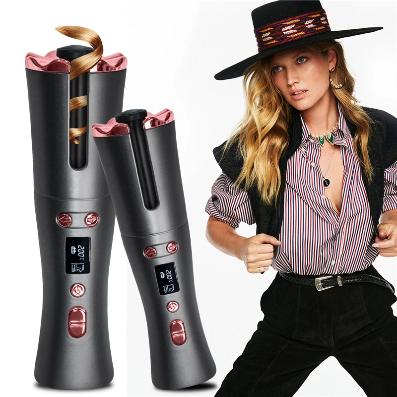 

Automatic Hair Curlers Cordless Portable Curling Iron Ceramic Professional LCD Hair Curl Iron Rotating Crimping Hair Iron