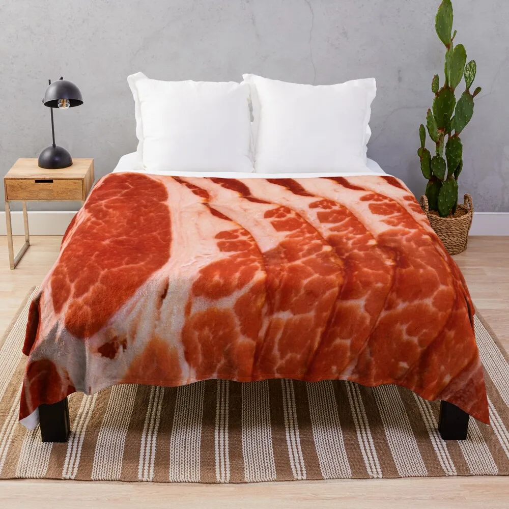 

BACON Throw Blanket Flannel Fleece Blankets Throw Flatsheet Kids Adults Bedspread Sleeping Cover