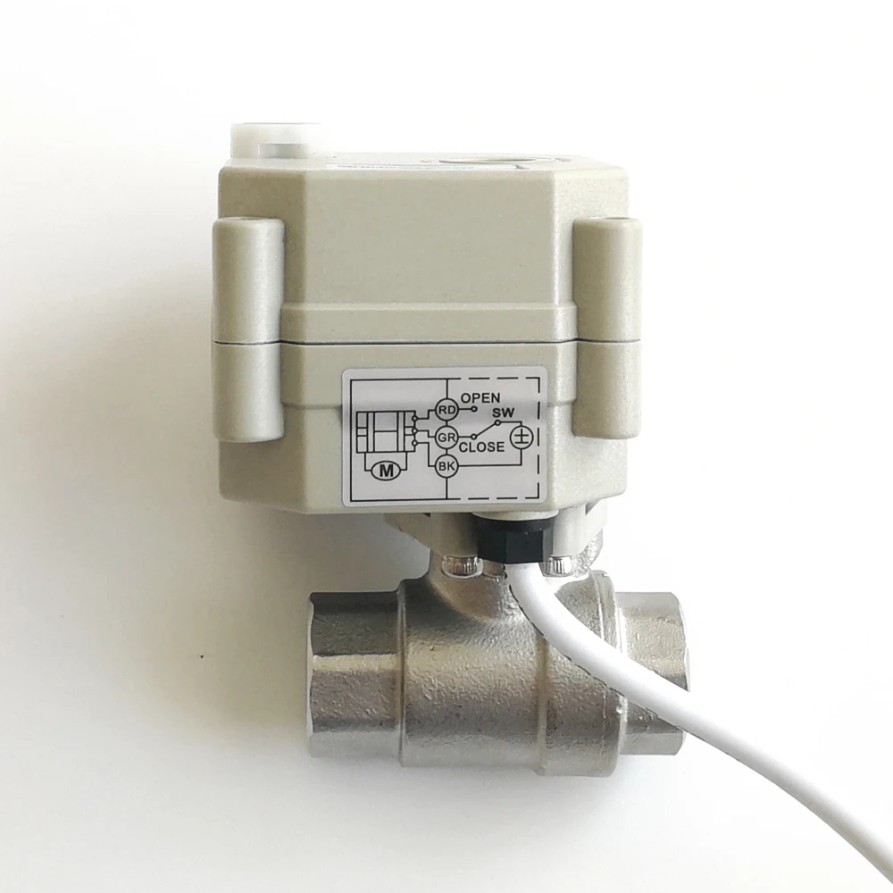 DC5V нержавеющая сталь 1/4 ''моторизованный шаровой клапан с ручным управлением