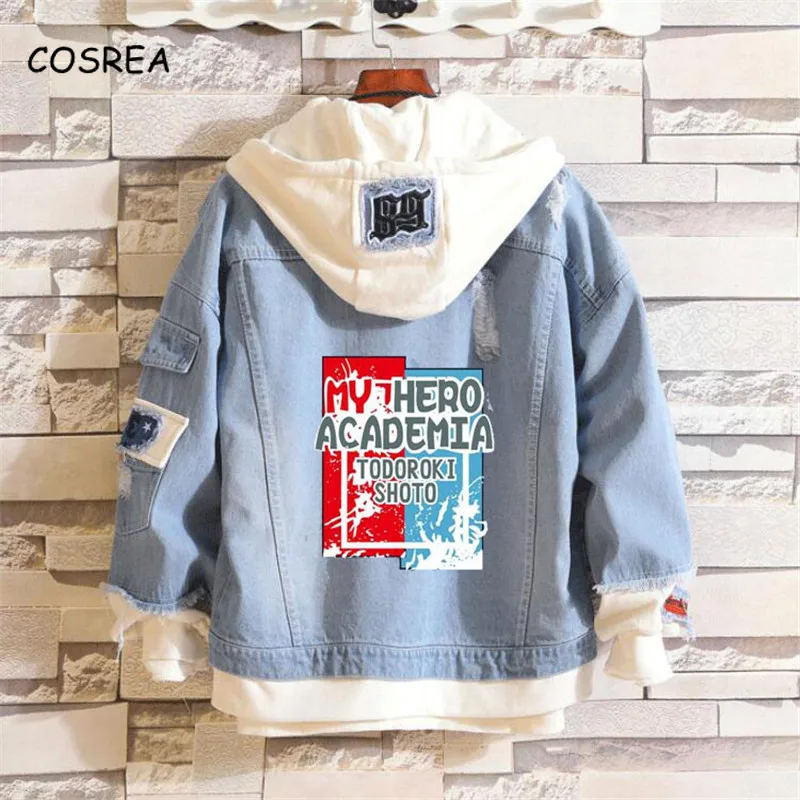 Толстовка с капюшоном для косплея мидория из джинсовой ткани мужчин и