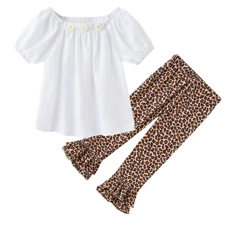 Cute Baby Girls Clothing Casual Girl Clothes Set Outfit Summer Beach Clothe Tops +horn Pants + Hat 3PCS Suit | Детская одежда и