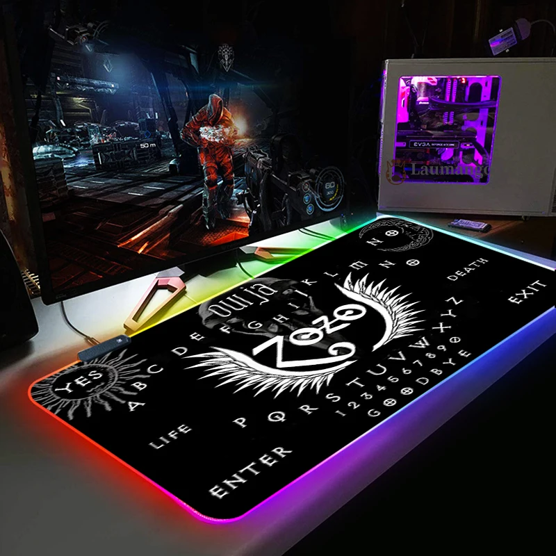 

Board ouija Large Gaming Mouse Pad Gamer Mousepad RGB Mouse Pad XXL Computer Mat LED Backlit Mat Mause Carpet Desk anime Mat