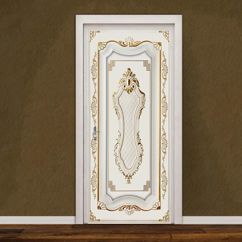 Наклейка на дверь из ПВХ в европейском стиле 3D стерео Золотой гипсовый узор обои
