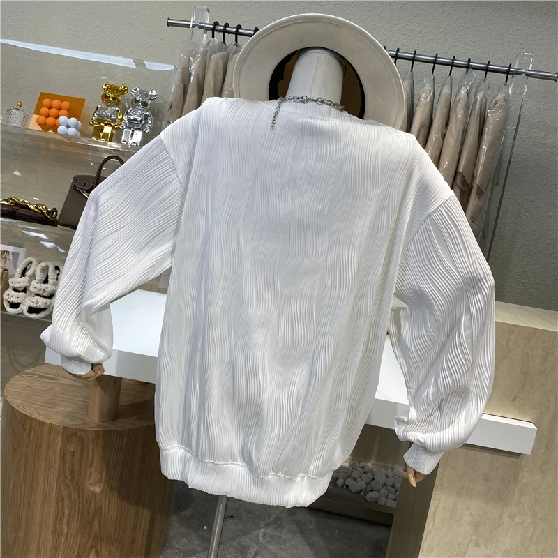 

Brand Original Design 2021 Sweet Bow Vertical Stripe Loose Hoodie Casual Bat Sleeve Top