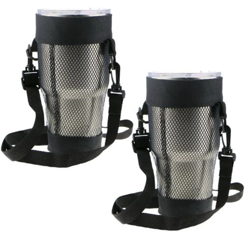 

1pc Cup Carry Bag Black For Walking Running Mug Holder Bag Water Bottle Carry Mesh Net Bag Portable Cup Pouch