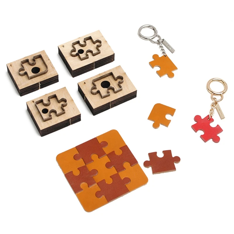 

4Pcs Puzzle Wooden Die Cutting Leather Mold Jigsaw Puzzle Cutting Mold Scrapbook Embossing Jewelry DIY Leather Crafts