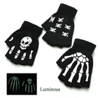 Перчатки для Хэллоуина, вязаные, унисекс, светящиеся, флуоресцентные, 1 пара