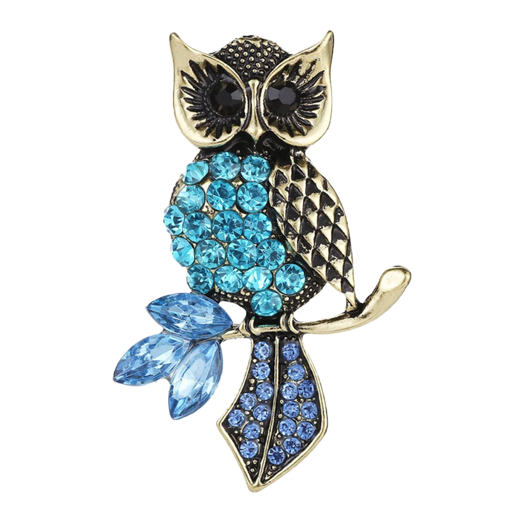 Синие стразы Рогатая Сова птица брошь праздничная свадебная Ювелирная - купить