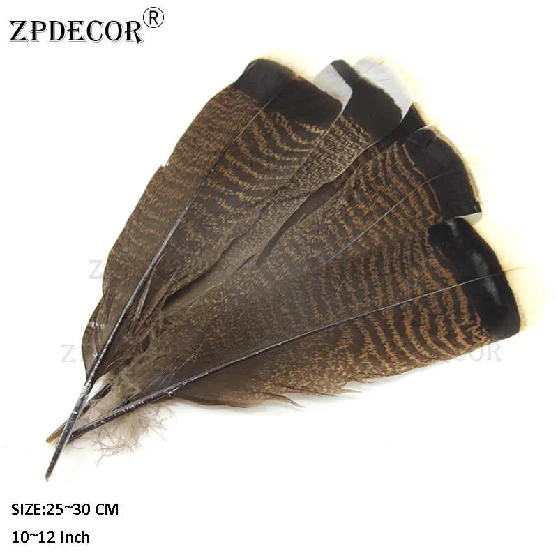 ZPDECOR Размер 10 ~ 12 дюймов/25 30 см перья индейки оптовая продажа плоских перьев