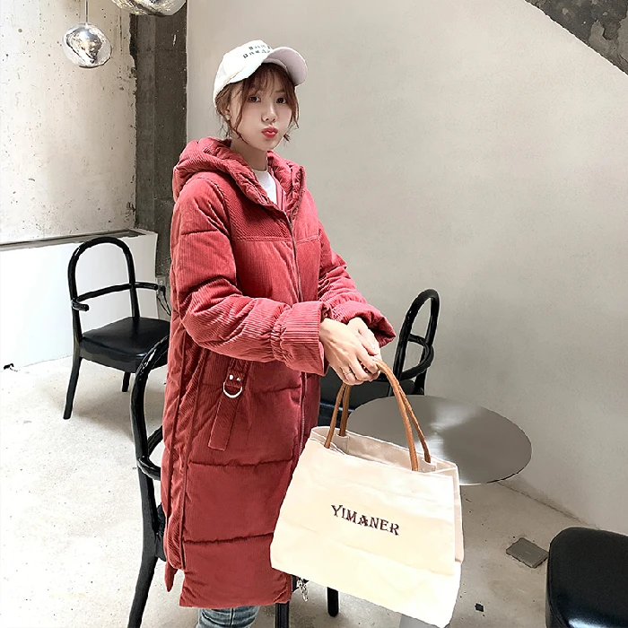 Новое вельветовое пуховое платье женская Средняя и длинная Корейская версия