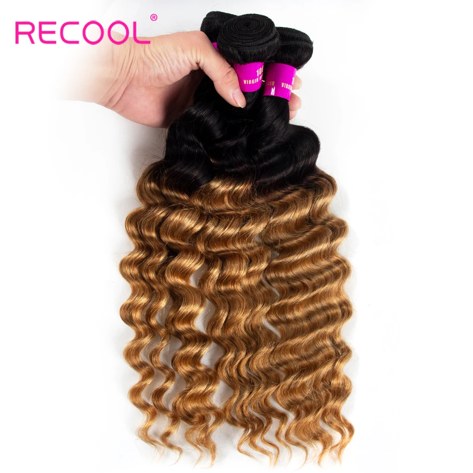 Recool волосы Омбре бразильские Свободные глубокие 1B/27 натуральные кудрявые пучки