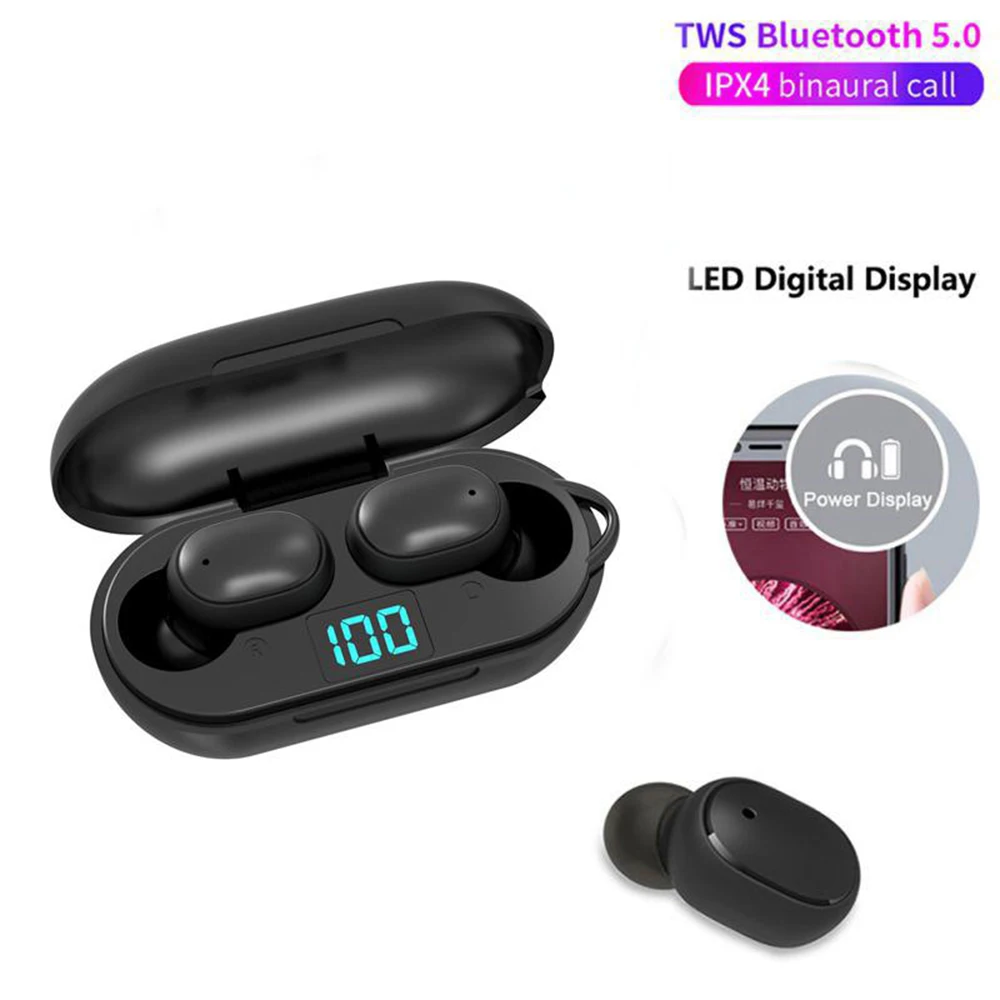 Беспроводная Bluetooth гарнитура Светодиодный наушники Наушники TWS с микрофоном