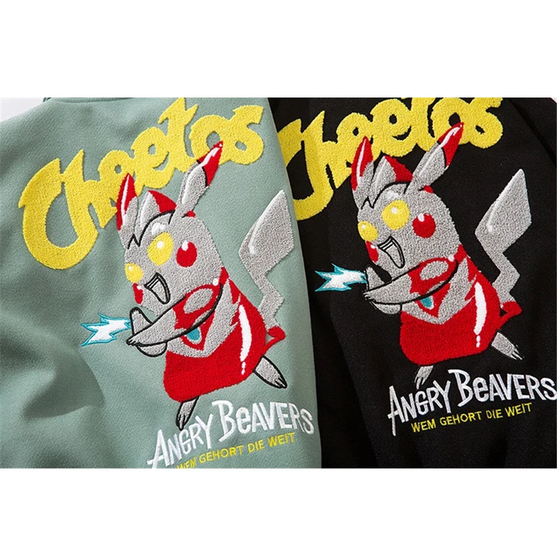 Мужская куртка-бомбер из искусственной кожи в стиле пэчворк с нашивкой аниме