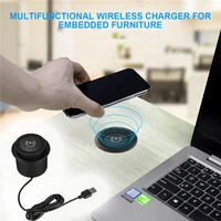 usb built in furniture table embedded desktop 15w fast qi charging station wireless charger hub