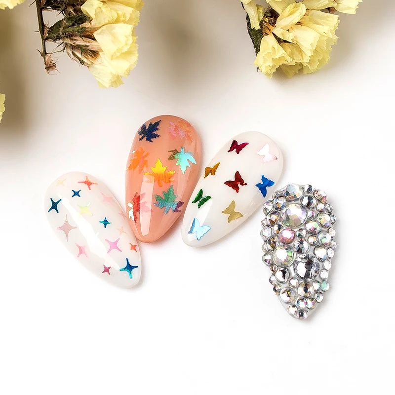 1 коробка голографические Блестки для ногтей в форме бабочки звезды блестящие