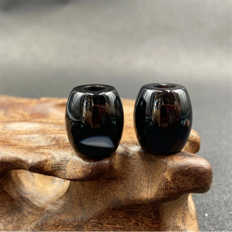 

Бусины из черного агата, с большим отверстием, для самодельных украшений, изготовление браслета ожерелья, 6 шт.