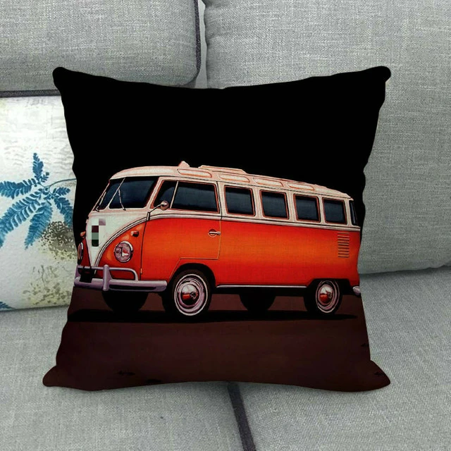 

45cm * 45cm Watercolor Bus and Car Clothes / Cotton Polyester Cotton Pillowcase Home Bedroom Car Decoration Soft and Comfortable