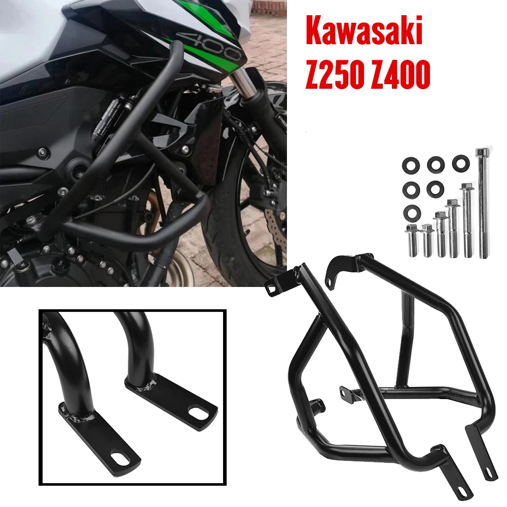 Передняя защита двигателя для Kawasaki Z400 Z250 2018 2019 2020 2021 бамперы защиты от ударов Z 400