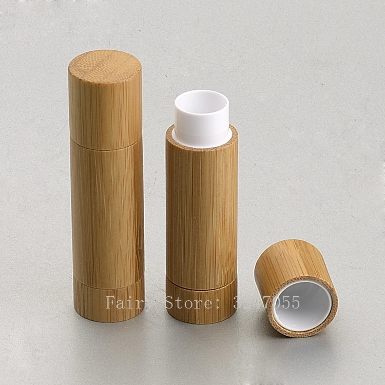 5ml/g Round Natural Bamboo Lip Balm Container Lipstick Tube DIY Cosmetic Lip Gloss Bottle Makeup Lip Stick Pipe Shell Travel