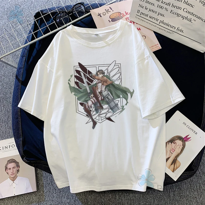 

Japanese Anime Printed Women's T-shirt Attack on Titan Short Sleeves T-shirt Female Harajuku Casual O-Neck Woman Clothing Tops
