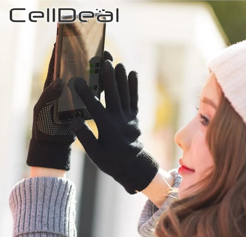 Мужские и женские зимние теплые перчатки сенсорный экран мобильный телефон для