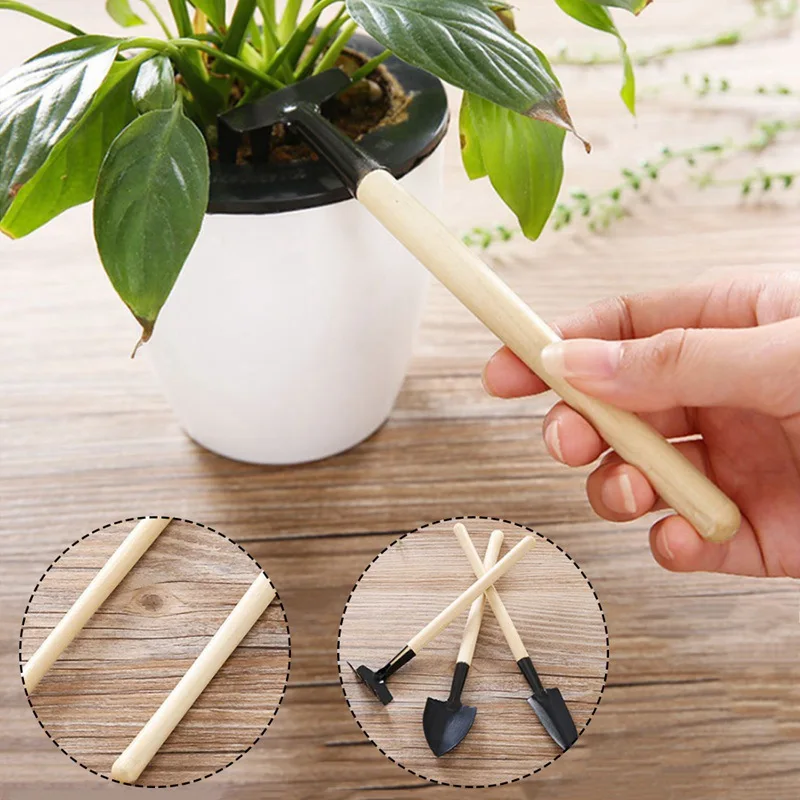 3 шт. мини деревянная ручка металлическая головка садовый ручной - Цена: 125,55 руб.