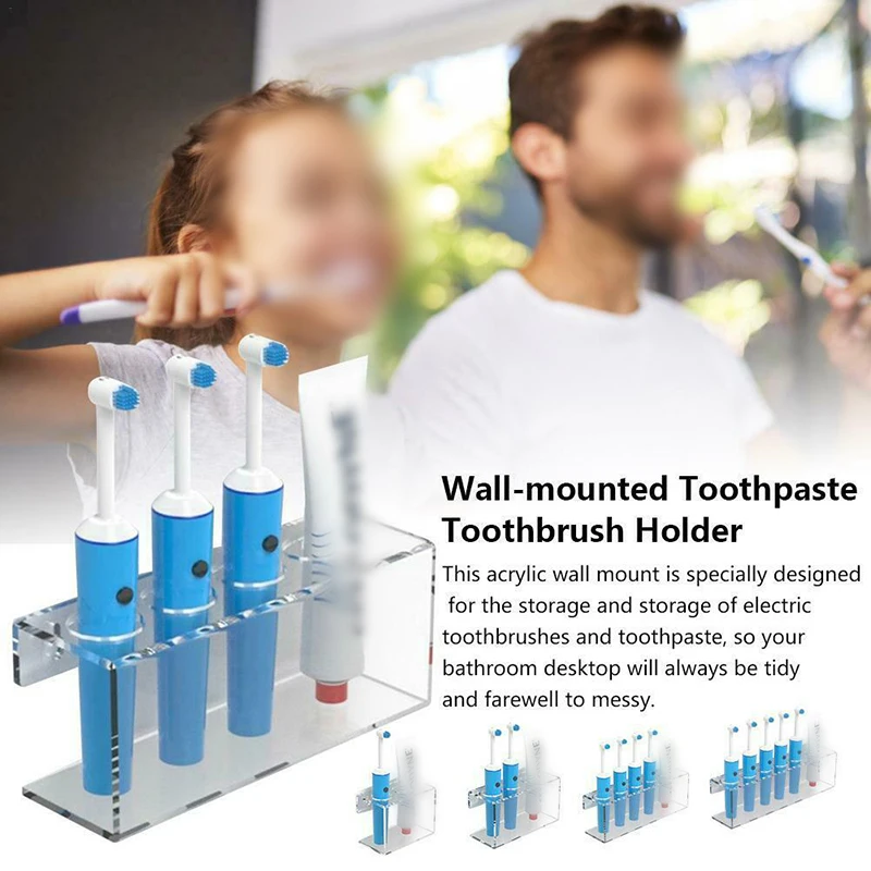 

Wall Mounted Toothpaste Holder Rack Shelf Organizer Transparent Bathroom