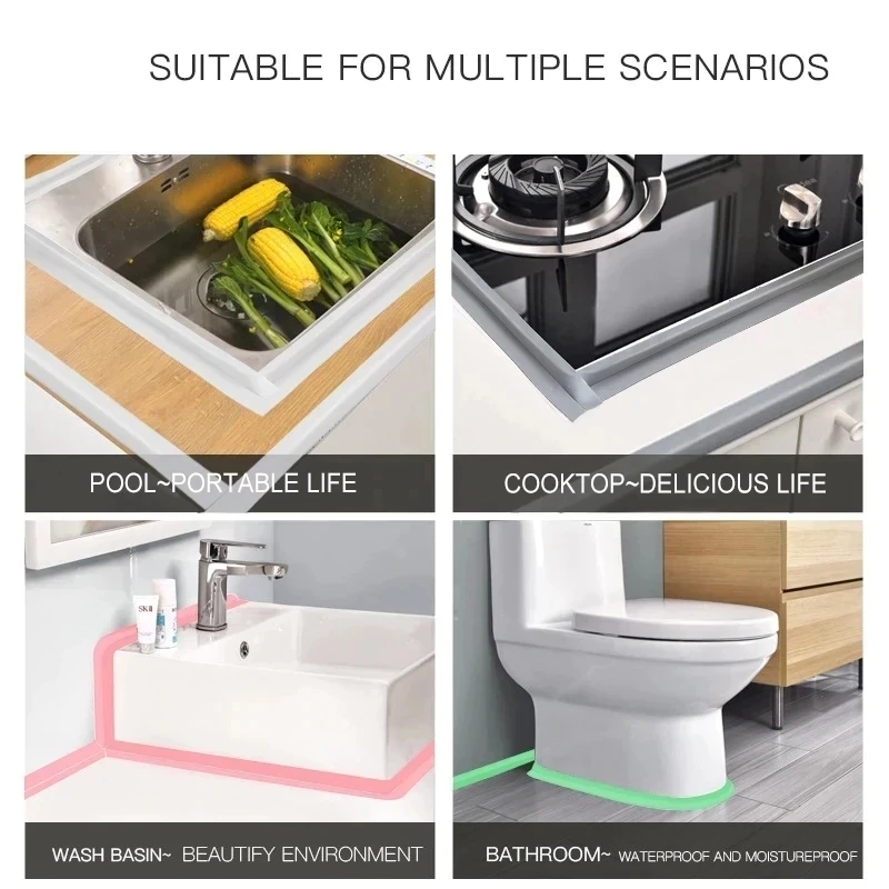 Лента ПВХ для ванной комнаты кухни душевой ванны Стриптиз грибоустойчивых затворов на самоклеющейся водонепроницаемой наклейке на стену кухонного раковины.