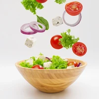 large bamboo wood salad bowl mixing bowls v body round flair serving bowl for fruits friendly tableware ikeastyle