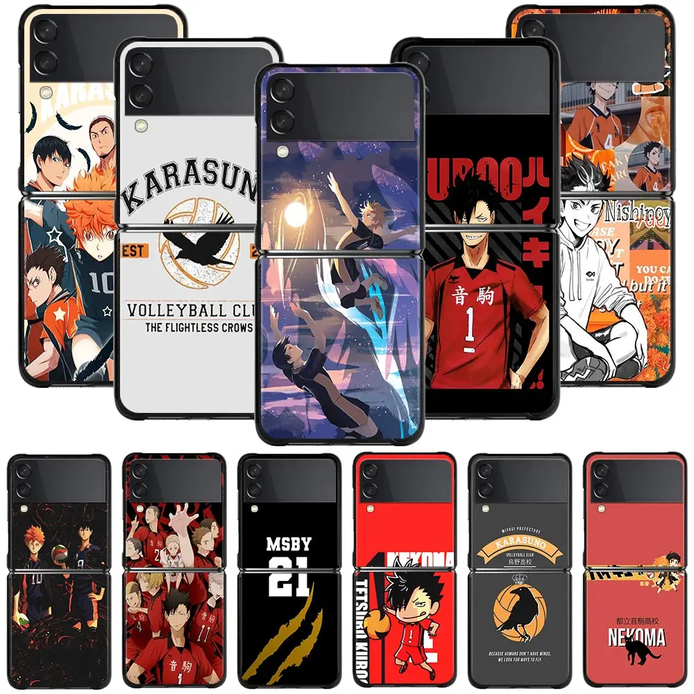 

Phone Case For Samsung Galaxy Z Flip3 5G Hard PC Fundas For Samsung Z Flip 3 5G z flip Coque Balck Cover Hot Anime Haikyuu