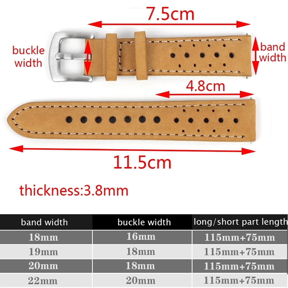 Cow Leather Watchbands 18mm 19mm 20mm 22mm Genuine Leather Vintage Wrist Watch Band Strap Brown Black Belt Quick Release