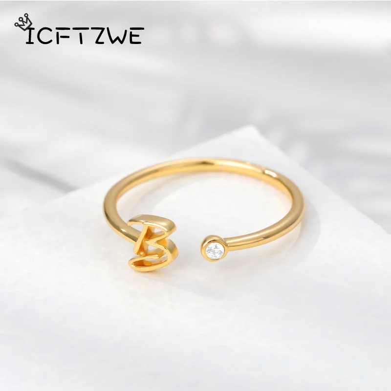 Маленькая Начальная кольца с буквами для женщин из нержавеющей стали Золотая