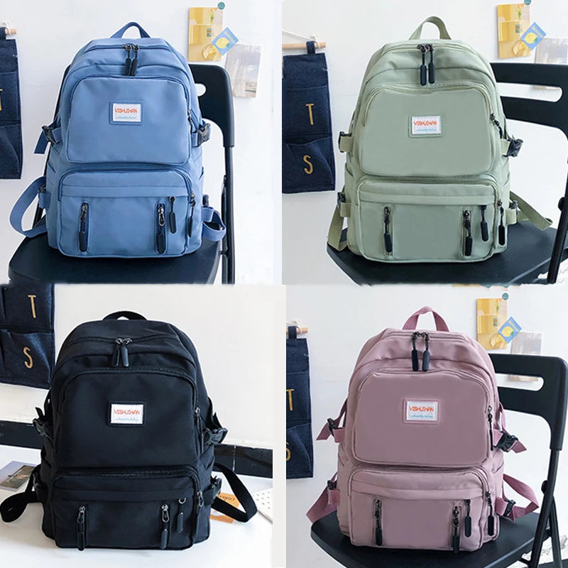 

Nylon Women Backpack Large Capacity Travel Female Shoulder Bags Fashion Women School Bags Soild Color Casual Backpack for Women