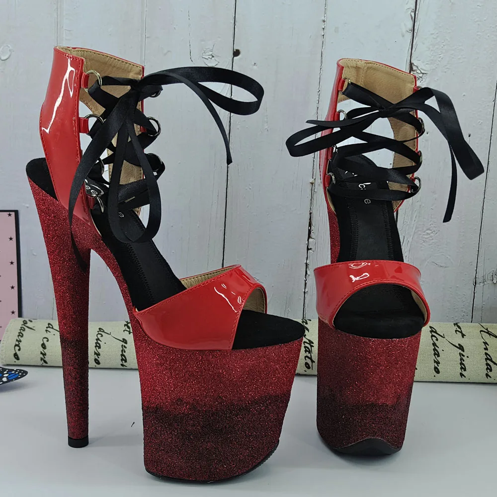 Leecabe/цветные блестящие сандалии для танцев на шесте 20 см/8 дюймов Женская обувь