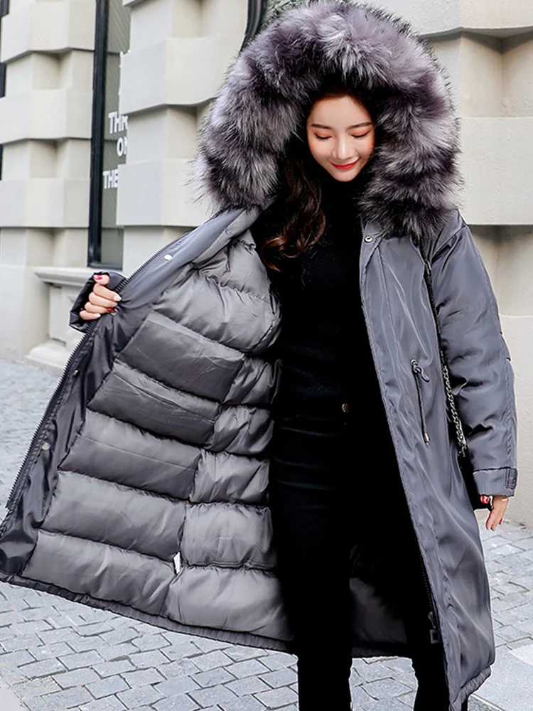 Зимнее пальто для беременных Длинная утепленная пуховая куртка с капюшоном