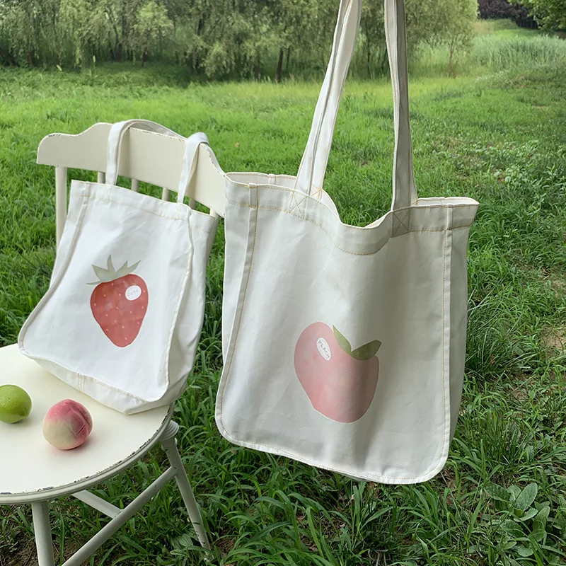 Youda новинка фруктовый принт женские холщовые сумки большая вместительность