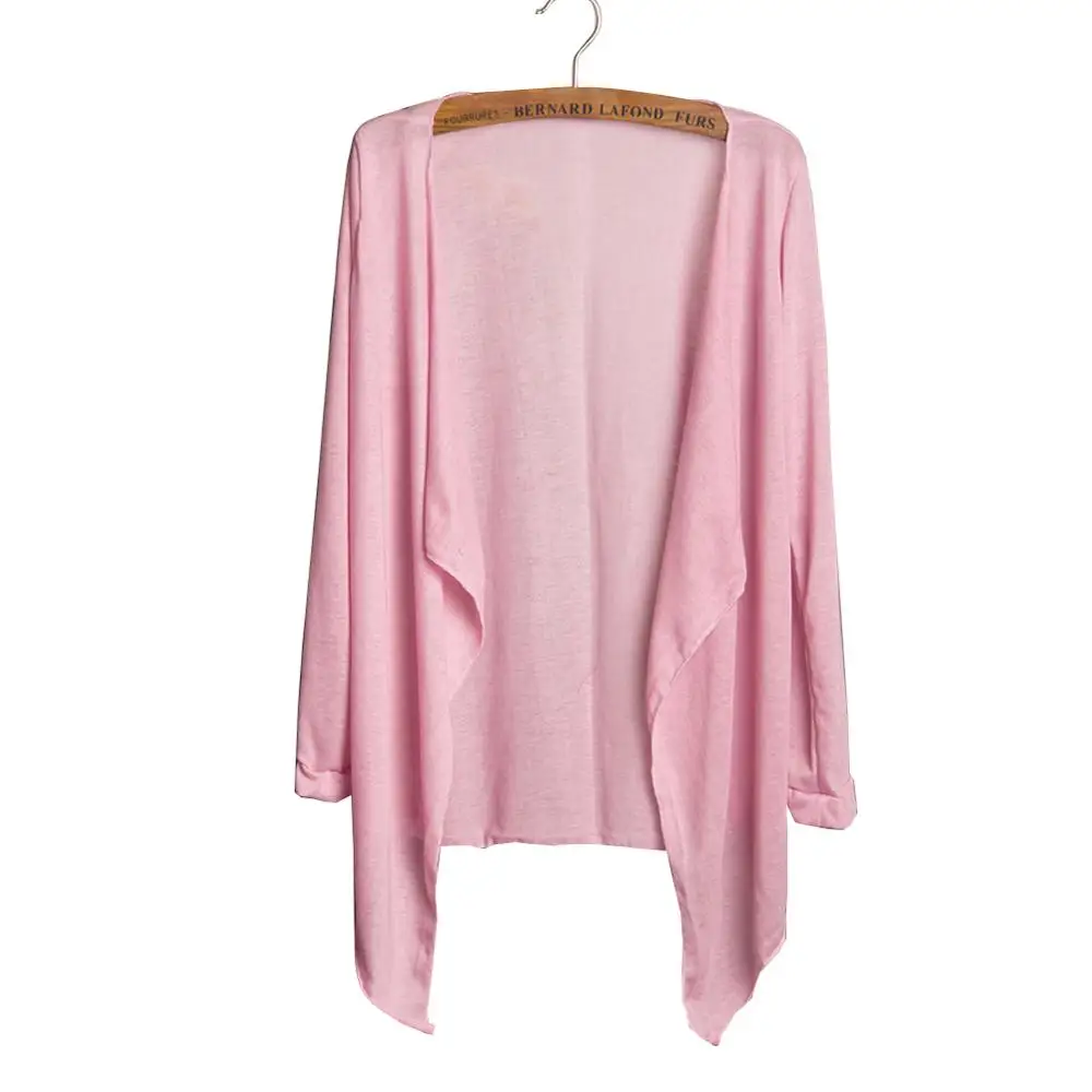 Вязанная женская летняя Защита от солнца на пляже кардиган пальто сплошной цвет