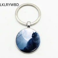 lklrywbd retro moonlight black cat key ring key ring jewelry pendant convex glass keychain friend gift