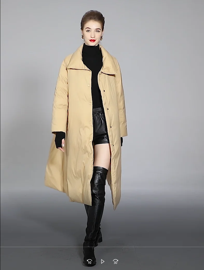 Winter Woman Yellow White Duck Down Coat New Arrival Long Thick Ladies Jacket Female Slim Elegant Outerwear Warm A-Line Overcoat enlarge