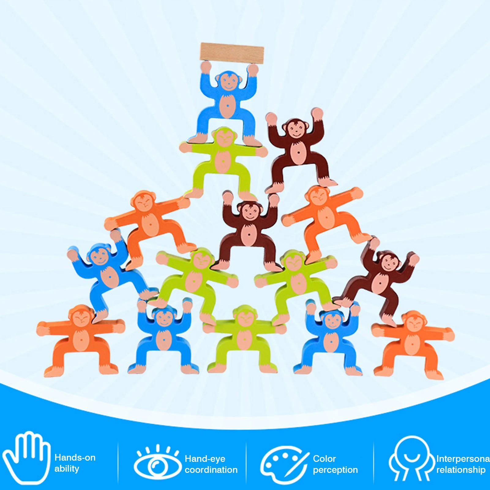 

Детские деревянные штабелируемые блоки игра балансировка обезьяны Блокировка игрушки F50