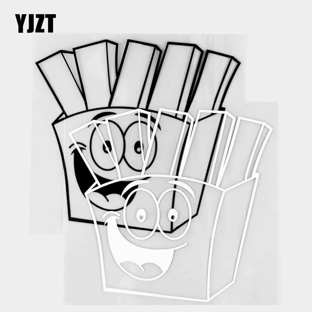 

YJZT 14.2×13.5CM Cute Cartoon French Fries Vinyl Decal Cool Body Styling Car Stickers Black / Silver 20B-0285