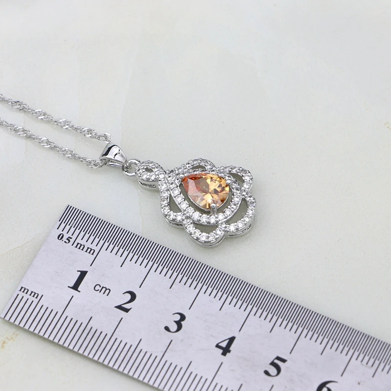 Женский комплект ювелирных изделий из стерлингового серебра 925 пробы с цирконием