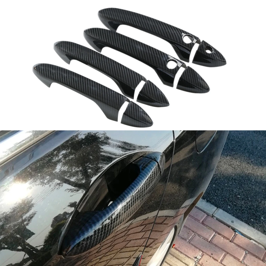 

8 шт./компл. крышки для боковых смарт-ручек автомобиля, крышки, отделка из углеродного волокна, АБС, подходит для Honda Pilot 2016 2017 2018 2019 2020 2021