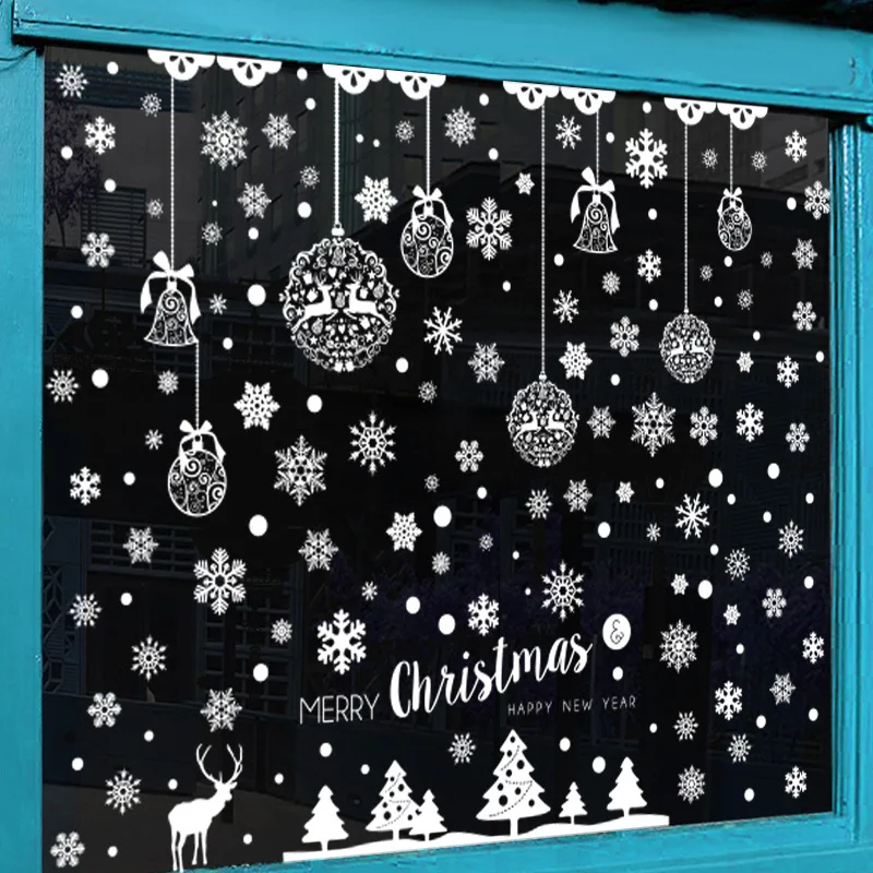 

4pcs/set Merry Christmas Snowflake Decorations For Home Santa Claus Deer Wall Window Stickers Gift Navidad Xmas 2020 Ornaments