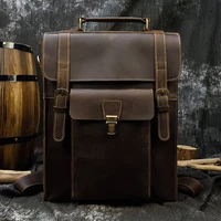 newsbirds hot sell vintage cow leather backpack crazy horse leather daypack travel bag schoold bag 14 laptop multifunction