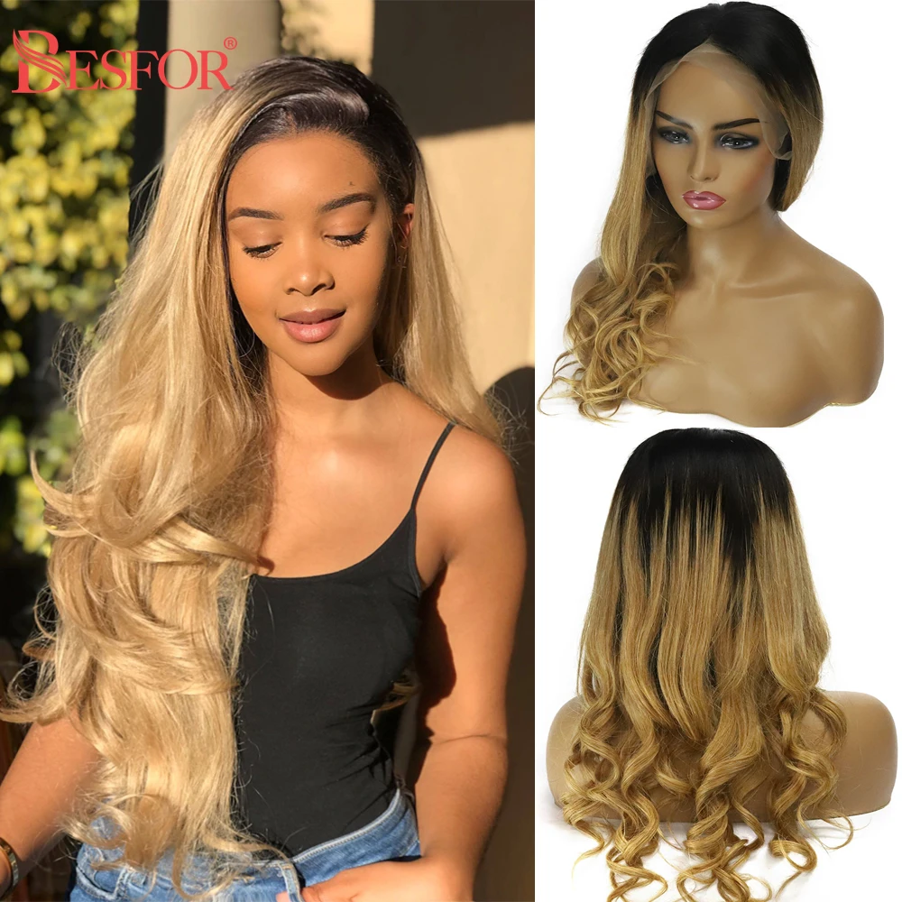 Синтетические волосы на кружеве человеческих волос парики 13*4 эффектом деграде