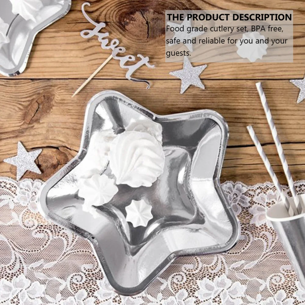 

20Pcs Birthday Party Paper Plates Paper Trays Disposable Five-pointed Star Trays