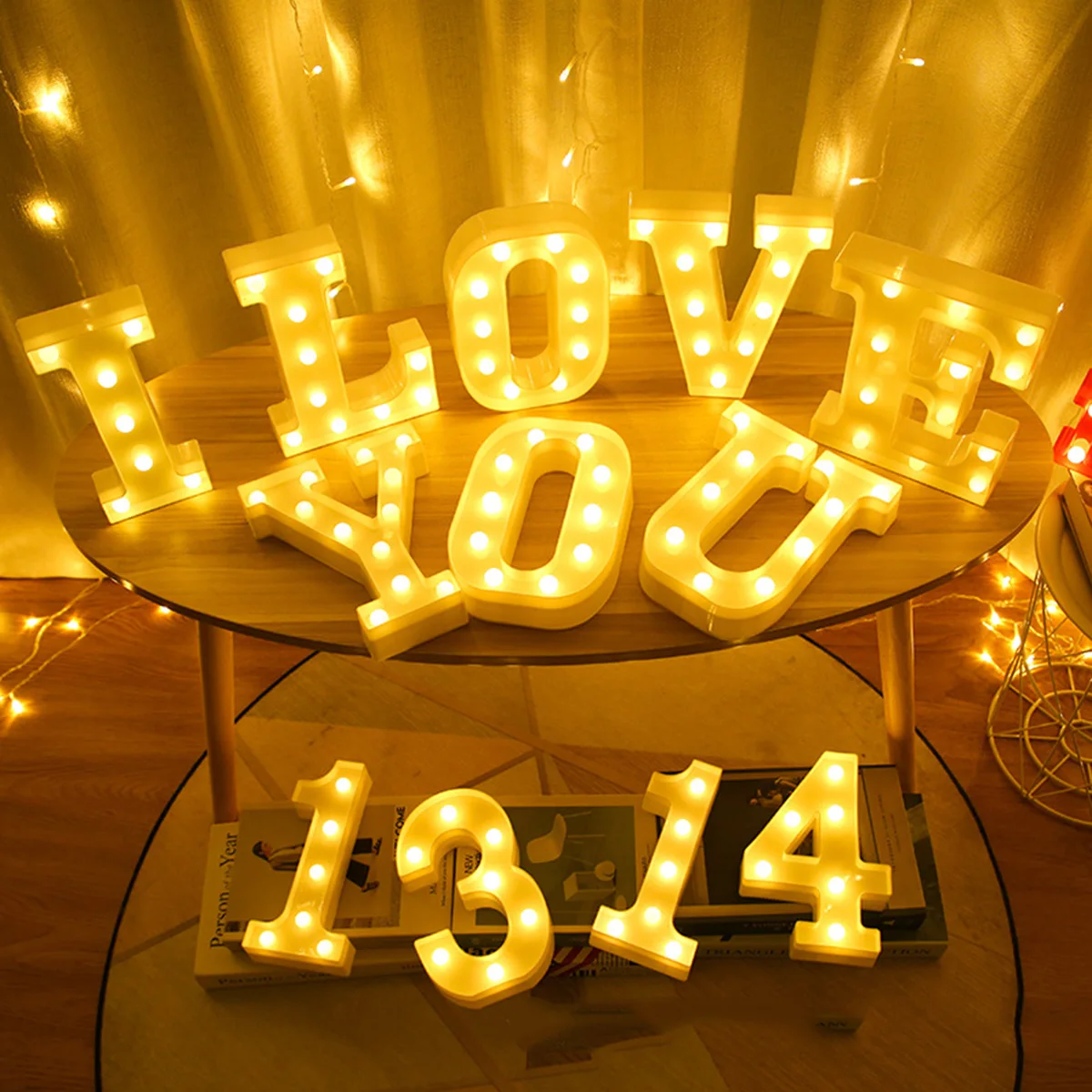 

Alphabet LED Letter Lights Light Up Plastic English Letters Standing Hanging A-Z for Party Wedding Festival