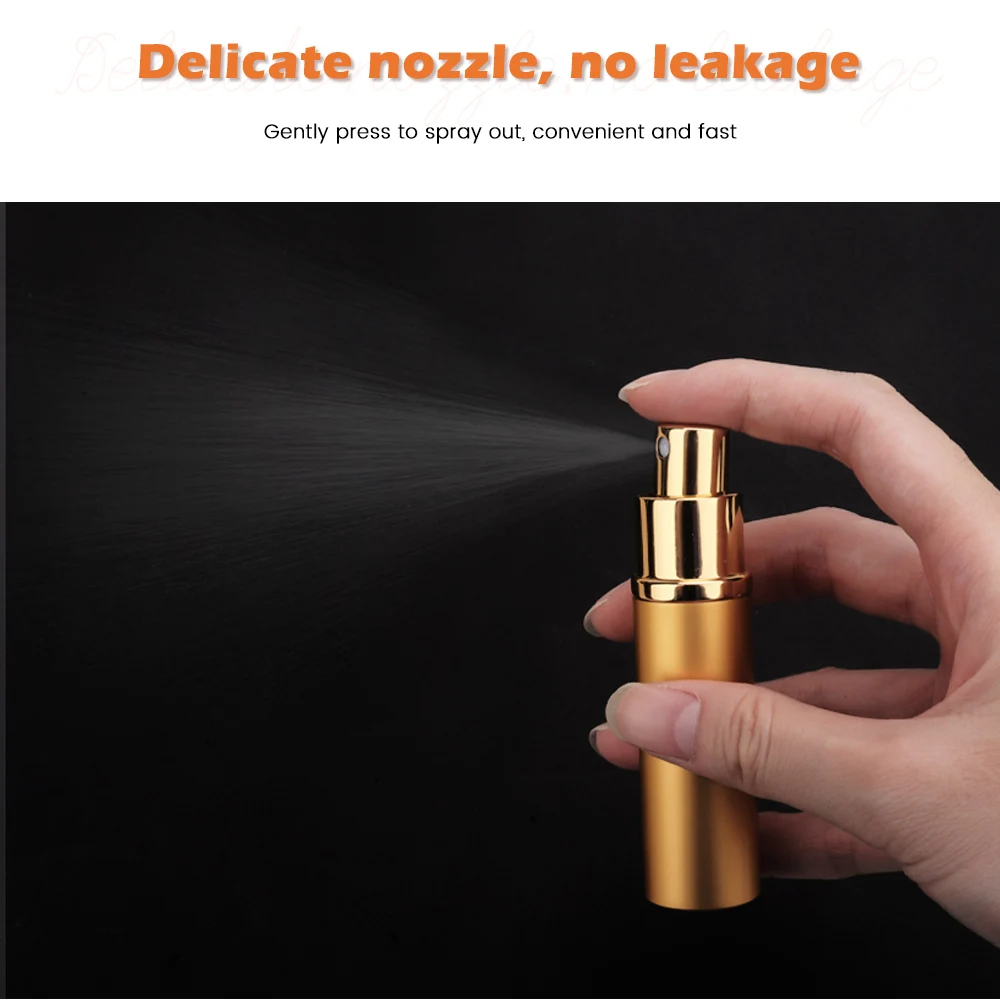 

5pcs 10ml Essential Oil Bottle Perfume Bottle Travel Aluminum Spray Atomizer Refillable Empty Metal Parfume Atomiser Sprayer